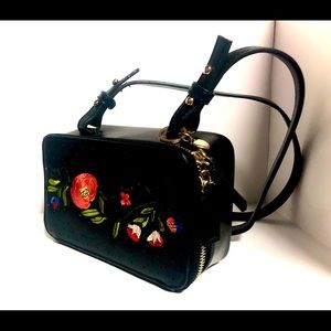 Black Flower Patterned Hand-Bag; Dream Control New York